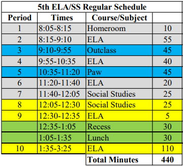 Ms. Lauer's Schedule